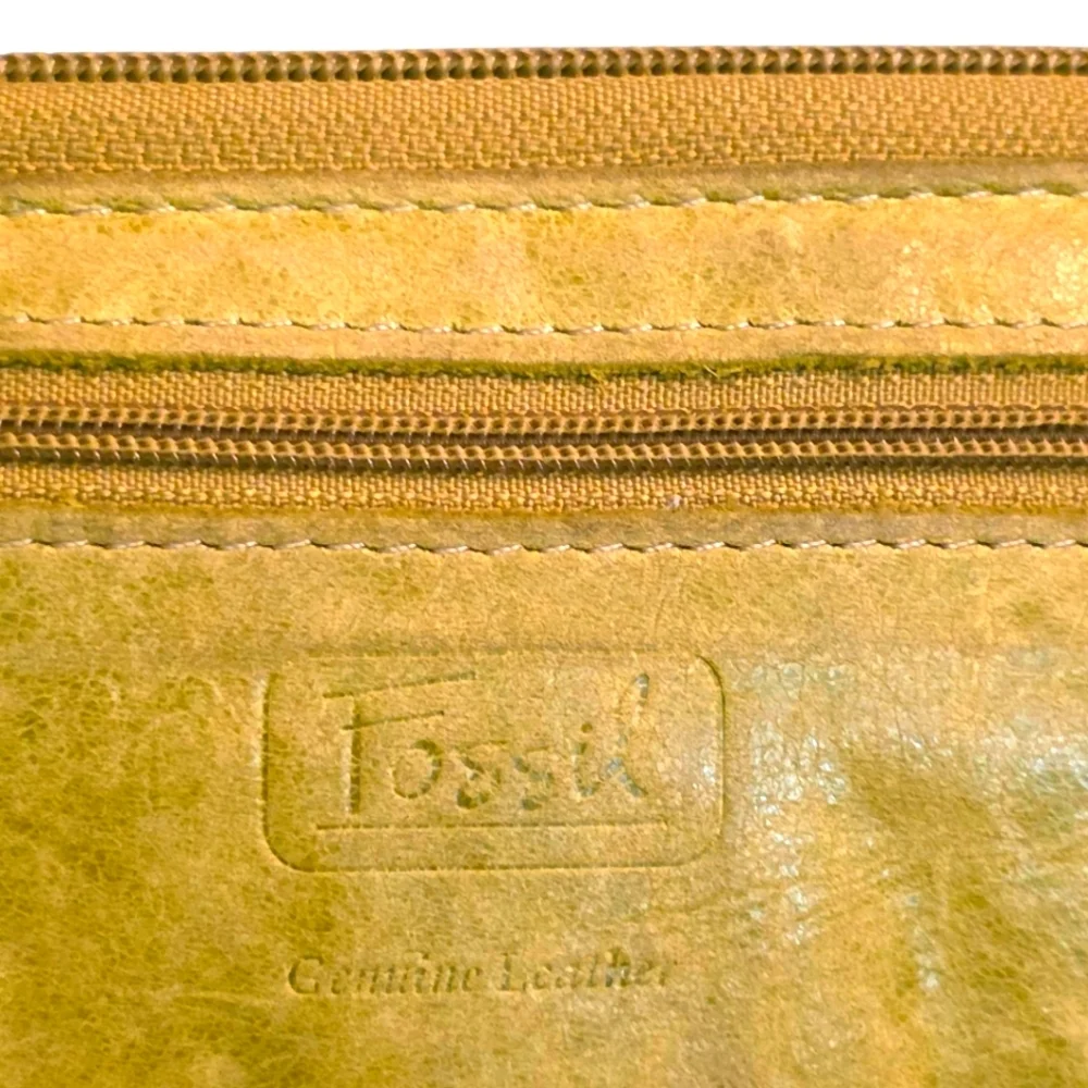 Vintage Soft Leather Wallet Yellow Boho Pattern - Picture 6 of 7